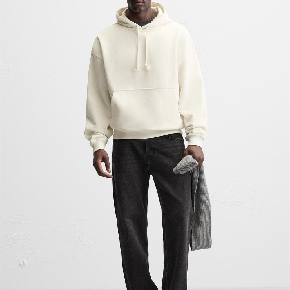 Zara Cream Hoodie for Men